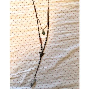 Free People Long Layered Stone and Bead Necklace